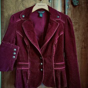 Deep Maroon Corduroy and Grosgrain Jacket Size 4